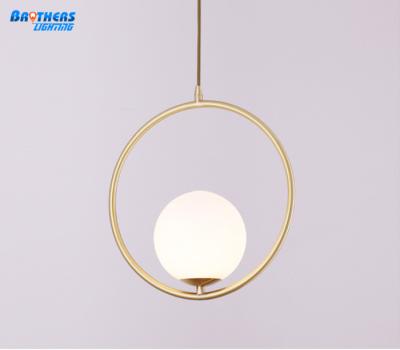 China Modern glass shade copper circle pendant lamp new morden design for sale