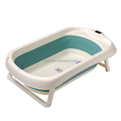 China New Arrival Plastic Newborn Baby Tub Quick Folding Bathtub With Stand And Thermometer for sale