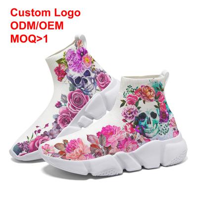 China Cushioning manufacturer wholesale running shoes 2022 summer style skull pattern casual shoes other fashion sports shoes men's walking style for sale