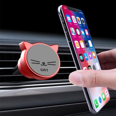 China Universal Lucky Cat Car Bracket Aluminum Alloy Car Navigation Car With Air Vent Mobile Phone Holder Magnetic Buckle Type for sale