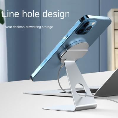 China PORTABLE for Apple I12magsafe Mobile Phone Holder Bracket Aluminum Alloy Extension Adapter Magnetic Charging Desktop Lazy Bracket for sale