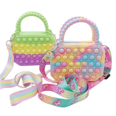 China HuaMJ Amazone Hot Popular Eco-friendly Silicone Kids Popular Kids Eco-friendly Silicone Noise Sensory Handbag Noise Sensory Handbag Push Up Decompression Relaxation Push Bubble for sale