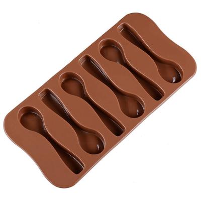 China Sustainable DIY Spoon Chocolate Non Stick Mold Hot Chocolate Bomb Black Silicone Spoon Wholesale Baking Mold for sale