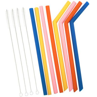 China Amazon Viable Hot Selling Wholesale Reusable Reusable Colorful Bendable Food Grade Silicone Straight Straws for sale