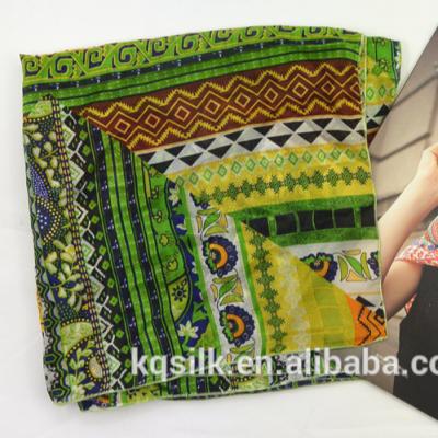 China Long square scarf 110*110cm colorful printed silk habotai silk head scarf for sale