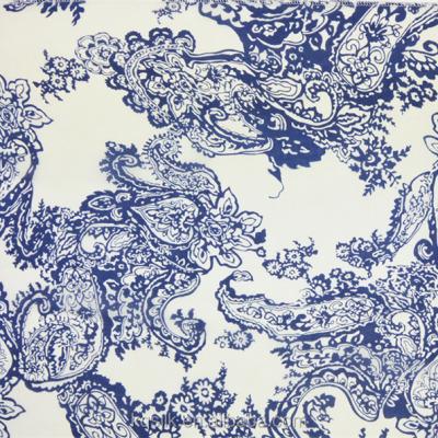 China Plain Hangzhou Printed Blue And White Paisley 100% Pure Silk Chiffon Fabric From China Fabric for sale