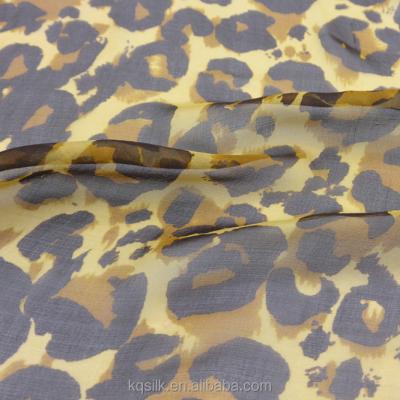 China Plain Leopard Print Hot Selling Chiffon Silk Fabric for sale