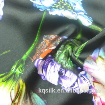 China Digital Printing 2019 Elegant Floral Digital Printing 100% Pure Silk Satin Satin Fabric for sale