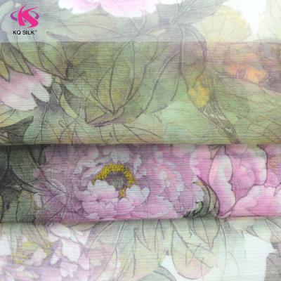 China Single Classic Ply Georgette Fabric Floral Printed Silk Crepon Georgette Fabric for sale