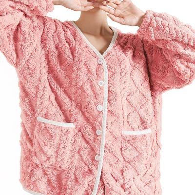 China Wholesale anti-pilling women's autumn and winter fleece pajamas fluffy pajamas for sale