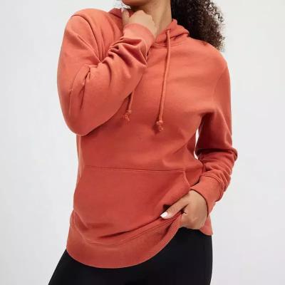 China Custom Women Rib Cuff Hoody Pullover Oversize Solid Color Anti-Wrinkle Tracksuit With Pocket Workout Hoodies for sale