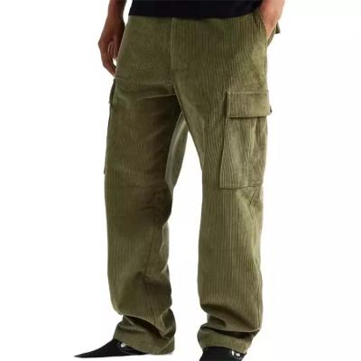 China 2022 High Quality Custom Anti-wrinkle Mens Vintage Corduroy Cargo Pants Men With Big Pockets for sale