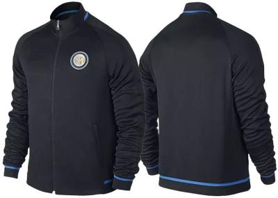 China Inter Milan Black Soccer Jacket Mens 100% Polyester Zipped , Football Track Jacket for sale