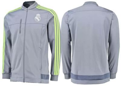 China Real Madrid Sport Uniform Soccer Training Jacket , Breathable Football Jacket Grey for sale