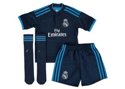 Cina Calzini blu su ordinazione di Real Madrid del Jersey di calcio brevi che preparano insieme per i bambini in vendita