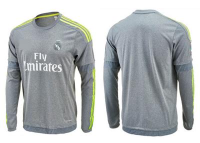 Κίνα Sportswear ποδοσφαίρου της Real Madrid γκρίζο μακρύ κοστούμι Λ S κατάρτισης του Τζέρσεϋ ποδοσφαίρου μανικιών προς πώληση