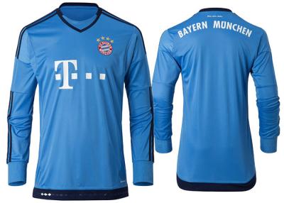 China Long Sleeve Soccer Jersey , Long Sleeve Football Jerseys Neuer Blue Football Match for sale