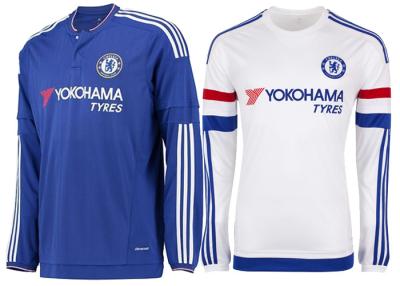 Chine T-shirts à la maison du football de douille de FC Chelsea longs, débardeur de football 15 -16 blanc bleu à vendre