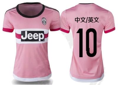 China Schlagen Sie der Fußball-Trikots Juventus der Team-Frauen rosa Damen Fußball-Hemd mit einer Keule zu verkaufen