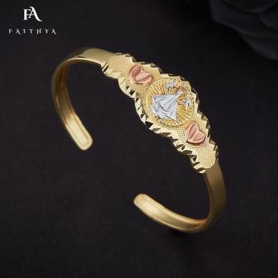 China FB0009 Faithya Oval Antique Virgin Mary Solid Bangle Of Good Reputation 14K Gold Religious Medal 