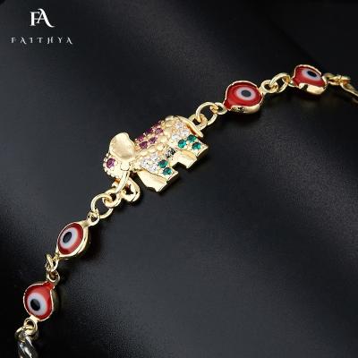 China FB0051 CLASSIC Gold Plated Zirconia Elephants Bracelet Best Lucky Gift Mothers Day Jewelry 14K with Evil Eye for sale