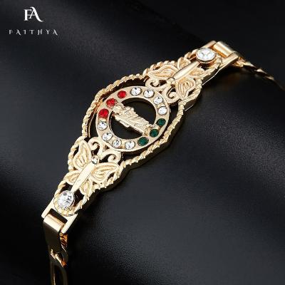 China Religious FB0048 Handcrafted 3:1 Chain 18k Gold Plated Oro Fancy Diamond St. Jude Butterfly Cutout Bracelet for sale