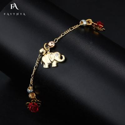 China FB0064 Hot Sale High Quality Religious Virgin Mary 18k Gold Plated Bracelet With Small Diamond Bead Flower Elephant Pendant for sale