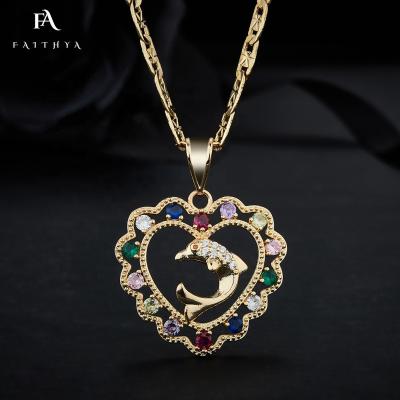 China WholesaleDolphin jewelry reputationBrazilian Cute Solid Gold FP1036 Multi Color Corazoncito Pendant for sale