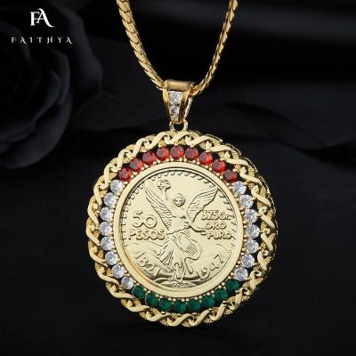 China FP1114 CLASSIC rock Hip Hop style Diamond Plated colorful 18k Angel Luxury Pendant Necklace for women men for sale