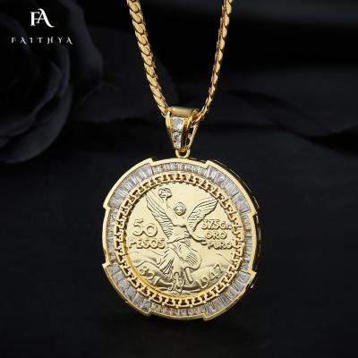 China High Quality Electroplating Mexican Commemorative Coins 18k Gold FP1112 Commemorative Coin Fade Pendant of 50 Pesos for sale