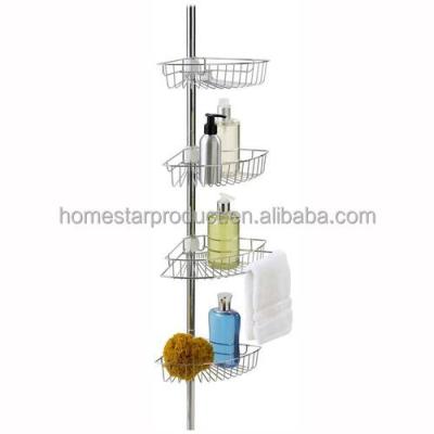 China DIY Assembly No Need Tools Bathroom Chrome Finish Triangular Corner Tension Pole Cart for sale