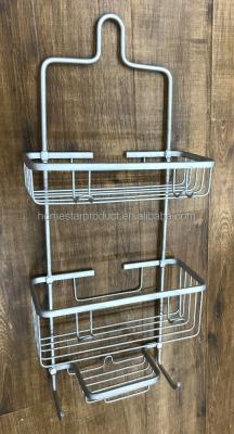 China Rust Resistant Bathroom Double Row Wall Hanging Corner Aluminum Shower Shampoo Holder for sale