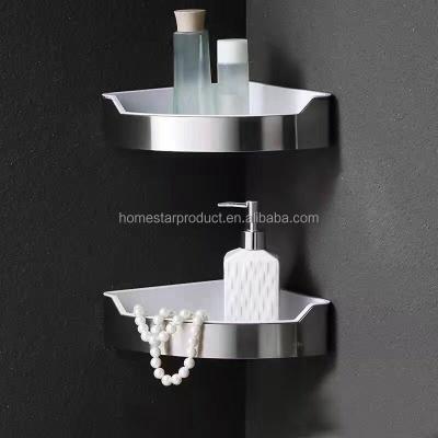 China Sustainable plastic shelf bathroom corner shelf triangle shelf and plastic tension pole cart for sale