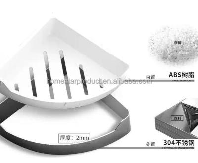 China Sustainable Plastic Corner Bathroom Shelf And Tennsion Pole Corner Shower Cart for sale