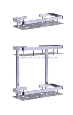 China Unique Aluminum Bathroom Divider Hardware Bathroom Corner Shelf With Bar And 2 Tier Aluminum Wall Mounted Corner Bathroom Shelf for sale