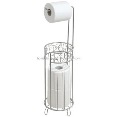 China Fashional Homestar Unique Heavy Durable Stylish Decorative Free Standing Stainless Steel Toilet Paper Roll Holder for sale