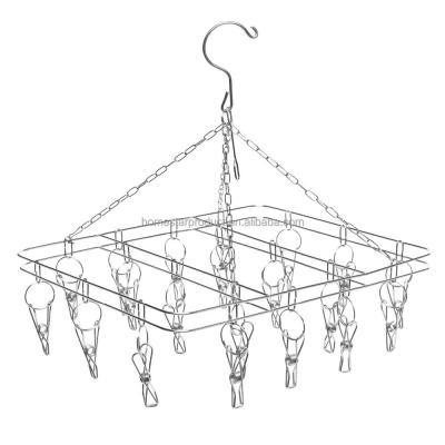 China Recycled 20 Clips Hanger Stainless Steel Clothes Hanger Drying Rack for Hanging Clothes/Towels and Stainless Steel Hanger for sale