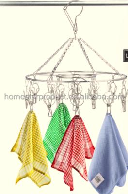 China Durable Laundry Clothesline Hanging Rack for Drying Clothing Set of 18 Round Stainless Steel Clothespins and Foldable Steel Hanger for sale