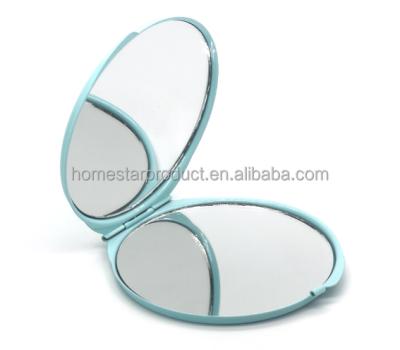 China Real Leather Double Sided Custom Pouch Mirrors /Promotional Silver Metal Mirror For Ladies for sale