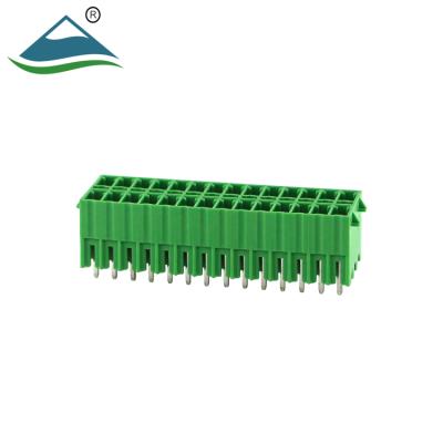 China Double PA66 Rows Male Recess Terminal Blocks Cable Connectors For PCB 3.5mm Pitch for sale