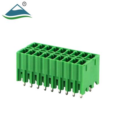 China Double PA66 Rows Male Recess Terminal Blocks Cable Connectors For PCB 3.5mm Pitch for sale