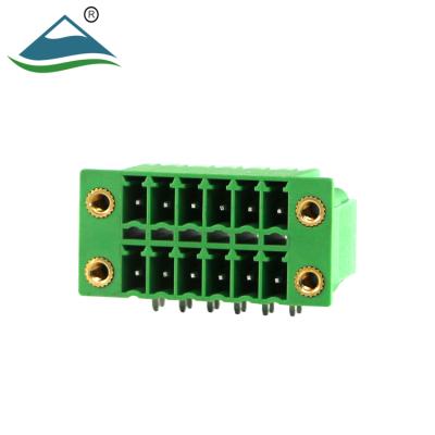 China PA66 Dual Rows Plug Male Terminal Blocks With Nut Wire Connectors For PCB 3.5mm Pitch for sale