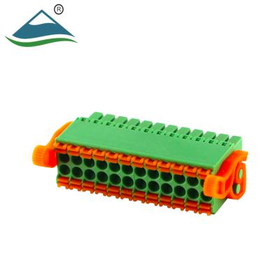 China Double PA66 Rows Pluggable Terminal Block Spring Wire Connectors With Loop 3.5mm Pitch for sale