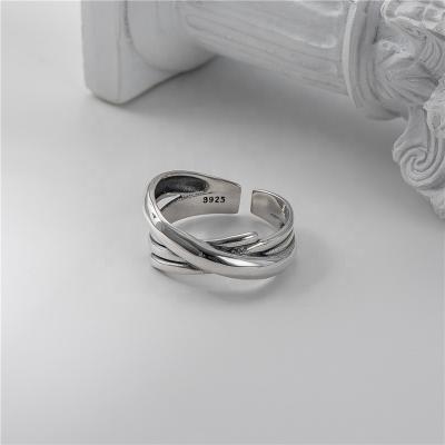 China Vintage Vintage 925 Sterling Silver With Rhodium Plating Fat Rings Women Daily Ring for sale