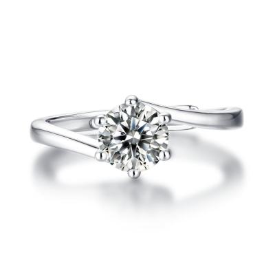 China Romantic Fine Jewelry 925 Ring 1carat Moissanite Silver Diamond Ring Adjustable for sale