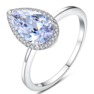 China CLASSIC Silver Plated Pear Shaped Cubic Zircon Rings CZ Rings Zircon Engagement Rings for sale