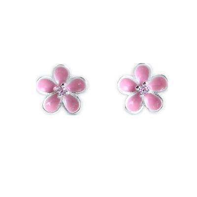 China 925 TRENDY silver flower earrings with rhodium plating stud earrings for women for sale