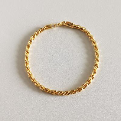 China CLASSIC 925 Sterling Silver Bangle Strand 18K Gold Plated Twist Bracelet for sale