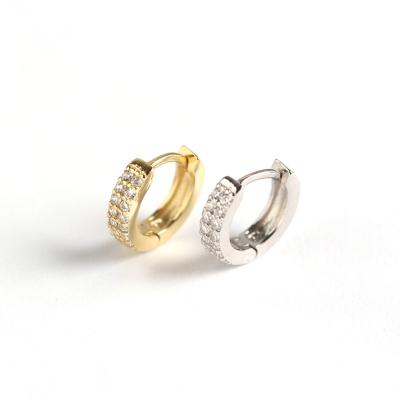 China TRENDY 18K Yellow Gold Filled Zircon 925 Silver Women Jewelry Circle Huggie Earrings for sale