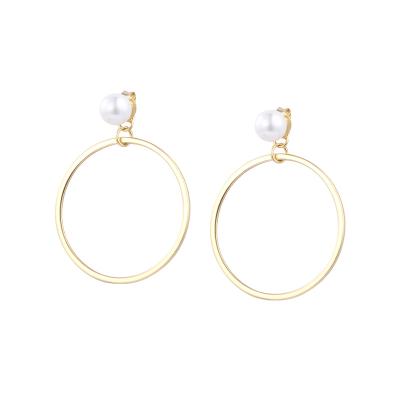 China FASHIONABLE Silver Earrings Jewelry Pearl Circle Earrings With Gold Plating for sale